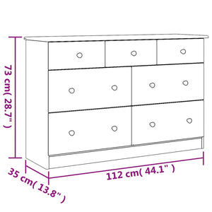 Cassettiera ALTA 112x35x73 cm in Legno Massello di Pino 353919