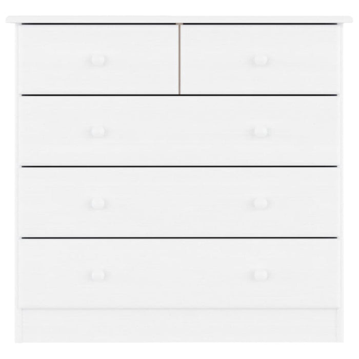 Cassettiera ALTA Bianca 77x35x73 cm in Legno Massello di Pino