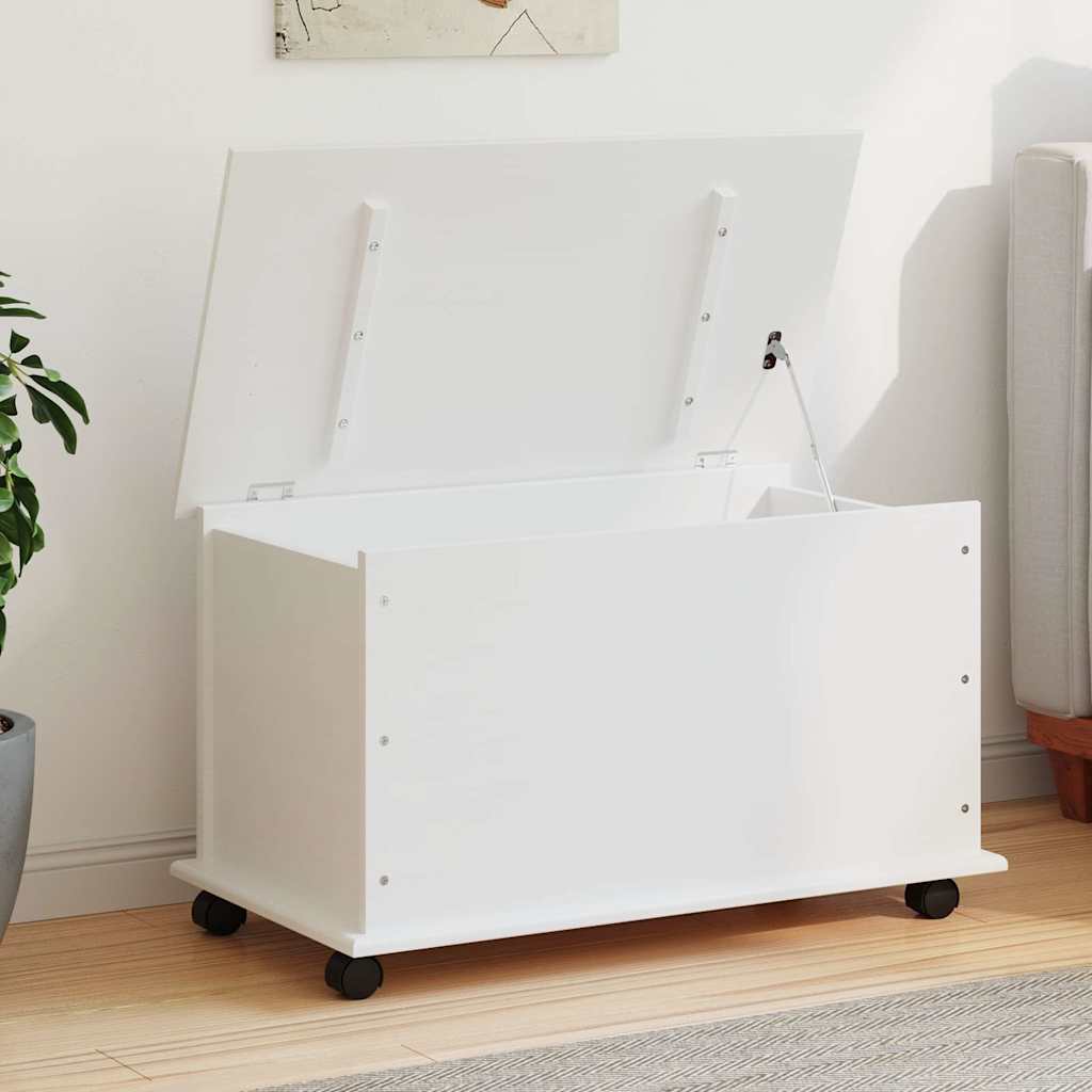 Cassapanca con Ruote ALTA Bianca 73x39,5x44 cm Massello di Pinocod mxl 127635
