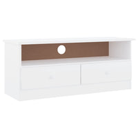 Mobile TV con Cassetti-Credenza TV-Console TV ALTA Bianco 100x35x41cm Massello di Pino