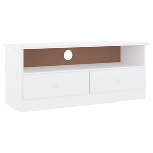 Mobile TV con Cassetti-Credenza TV-Console TV ALTA Bianco 100x35x41cm Massello di Pino