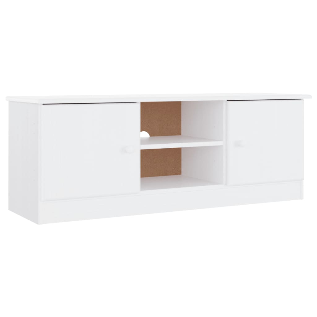 Mobile TV ALTA Bianco 112x35x41 cm in Legno Massello di Pino 353936