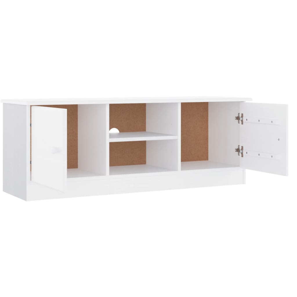 Mobile TV ALTA Bianco 112x35x41 cm in Legno Massello di Pino 353936
