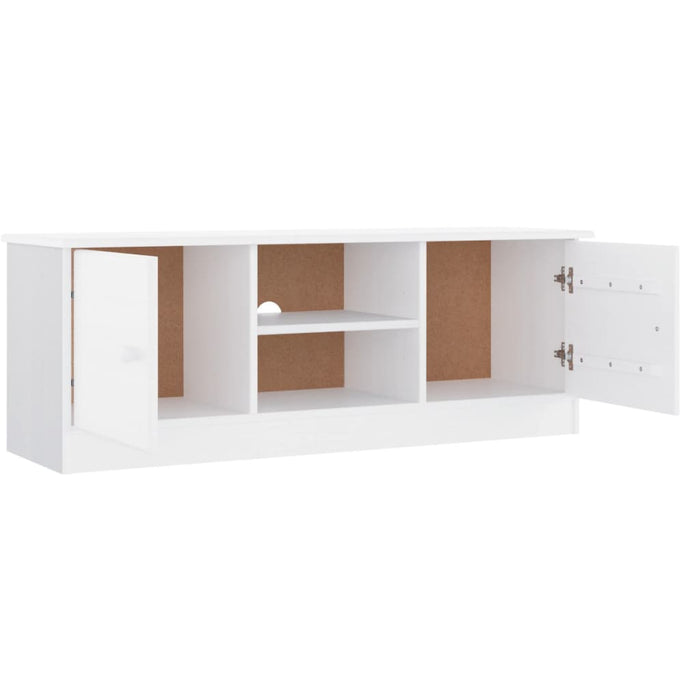 Mobile TV ALTA Bianco 112x35x41 cm in Legno Massello di Pino 353936