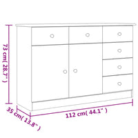 Credenza ALTA Bianca 112x35x73 cm in Legno Massello di Pino 353940
