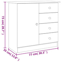 Credenza-Buffet-Armadio da cucina ALTA Bianca 77x35x73 cm in Legno Massello di Pino 351282