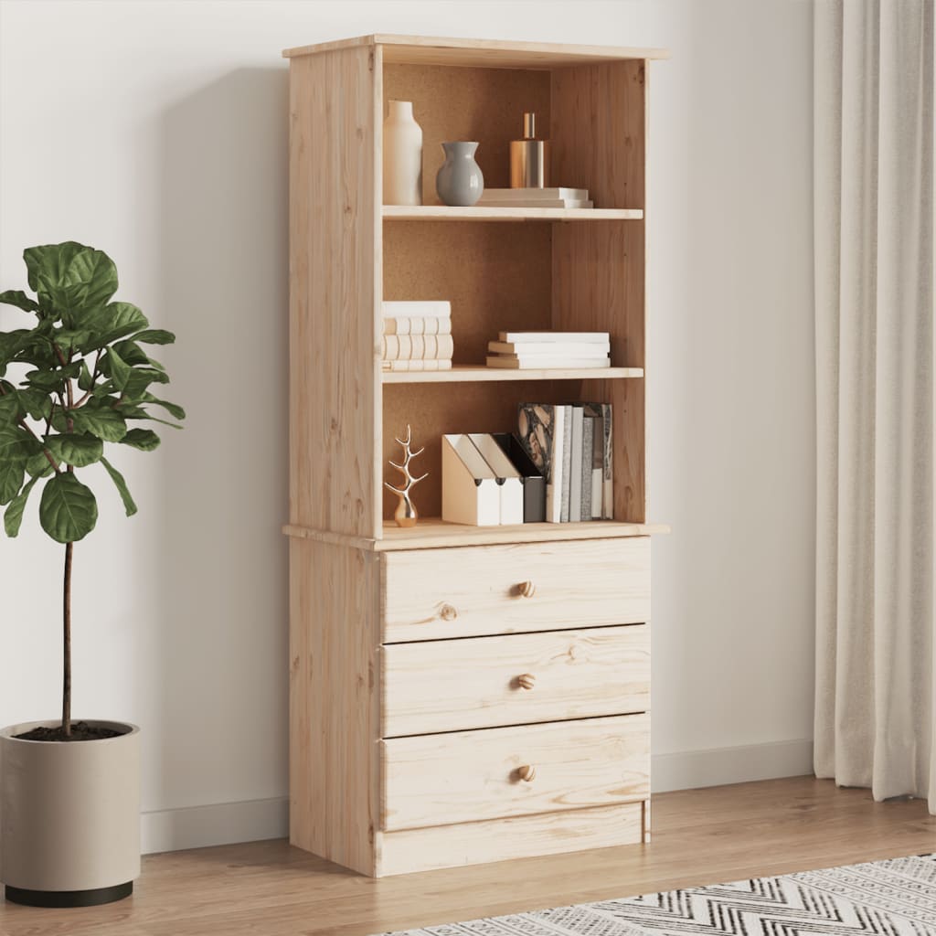 Libreria con Cassetti ALTA 60x35x142 cm Legno Massello di Pinocod mxl 105797