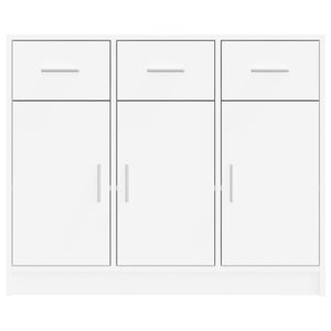 Credenza Bianca 91x28x75 cm in Legno Massello di Acacia 823008