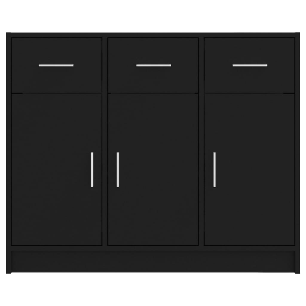 Credenza Nera 91x28x75 cm in Legno Multistrato 823009
