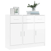 Credenza Bianco Lucido 91x28x75 cm in Legno Multistrato 823010