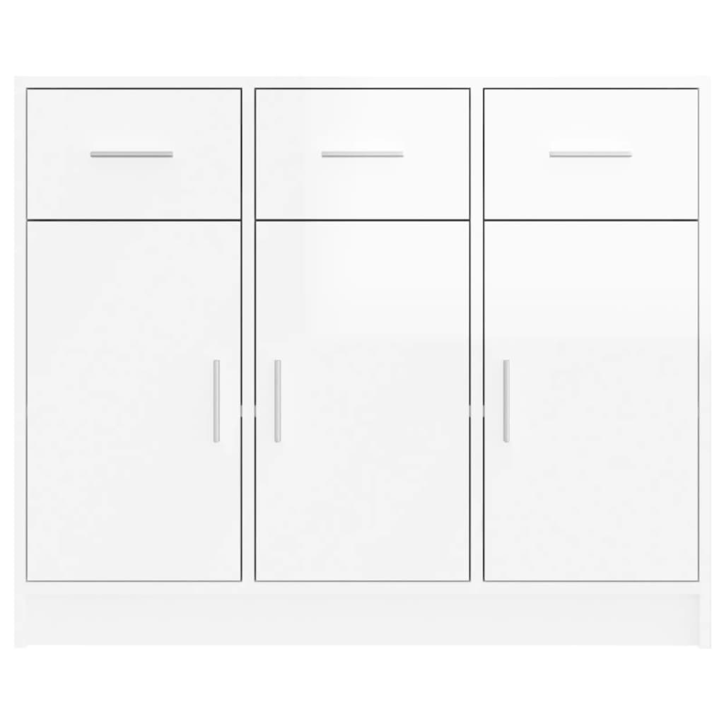 Credenza Bianco Lucido 91x28x75 cm in Legno Multistrato 823010
