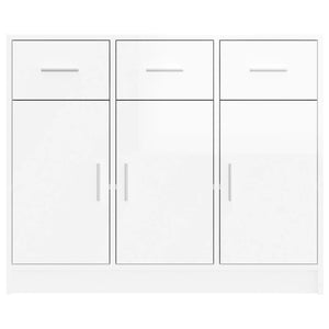 Credenza Bianco Lucido 91x28x75 cm in Legno Multistrato 823010