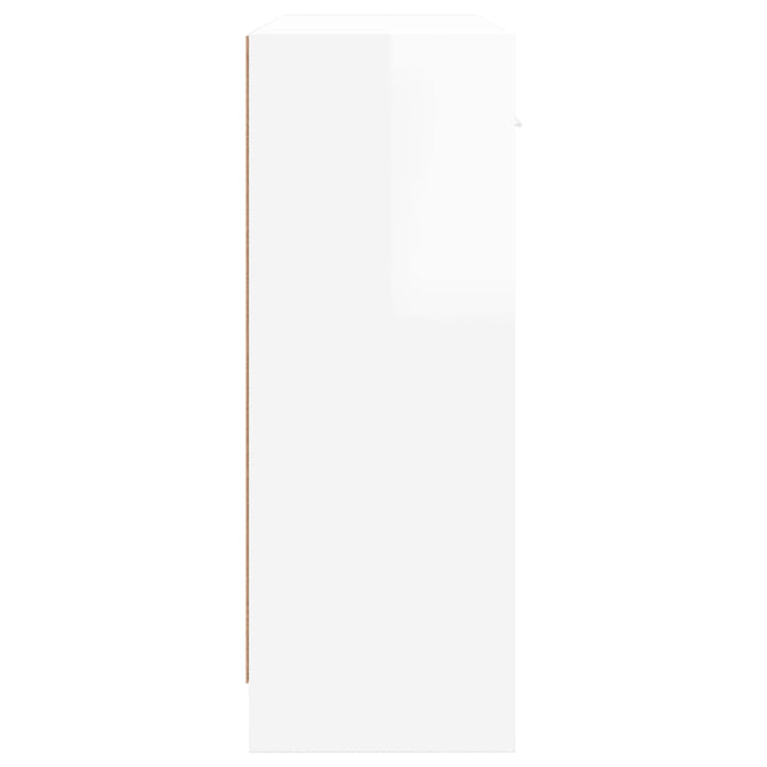 Credenza Bianco Lucido 91x28x75 cm in Legno Multistrato 823010
