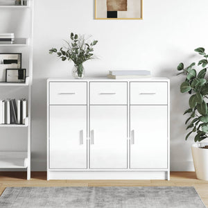 Credenza Bianco Lucido 91x28x75 cm in Legno Multistrato 823010