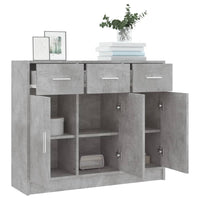 Credenza Grigio Cemento 91x28x75 cm in Legno Multistrato 823012