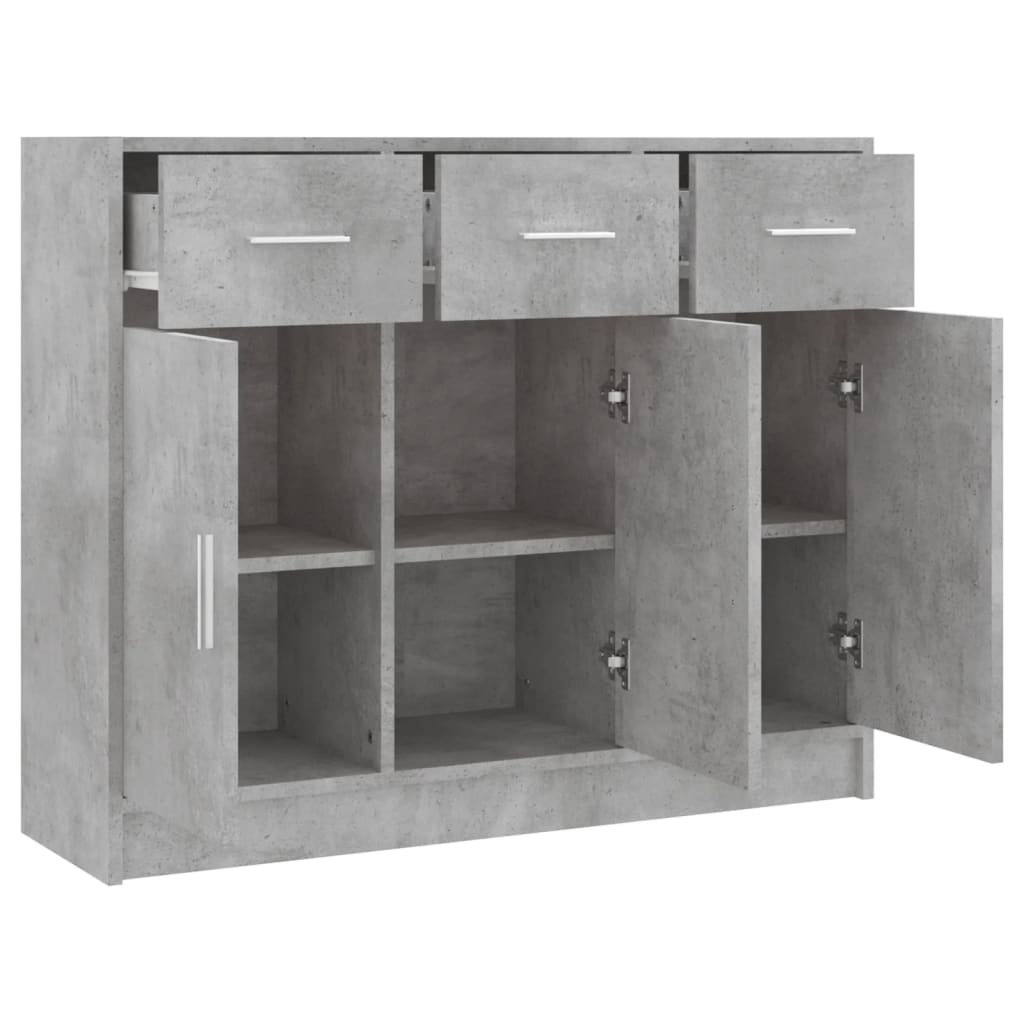 Credenza Grigio Cemento 91x28x75 cm in Legno Multistrato 823012