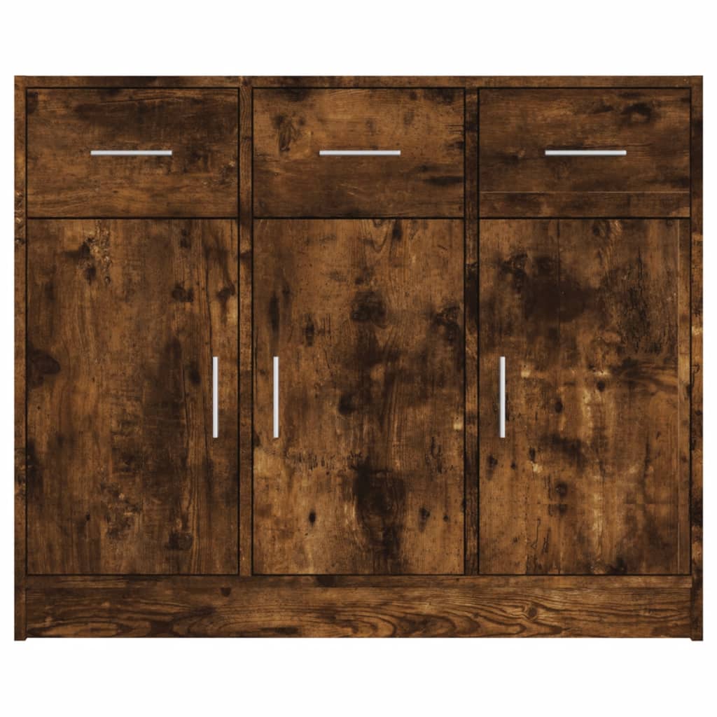Credenza Rovere Fumo 91x28x75 cm in Legno Multistrato 823013