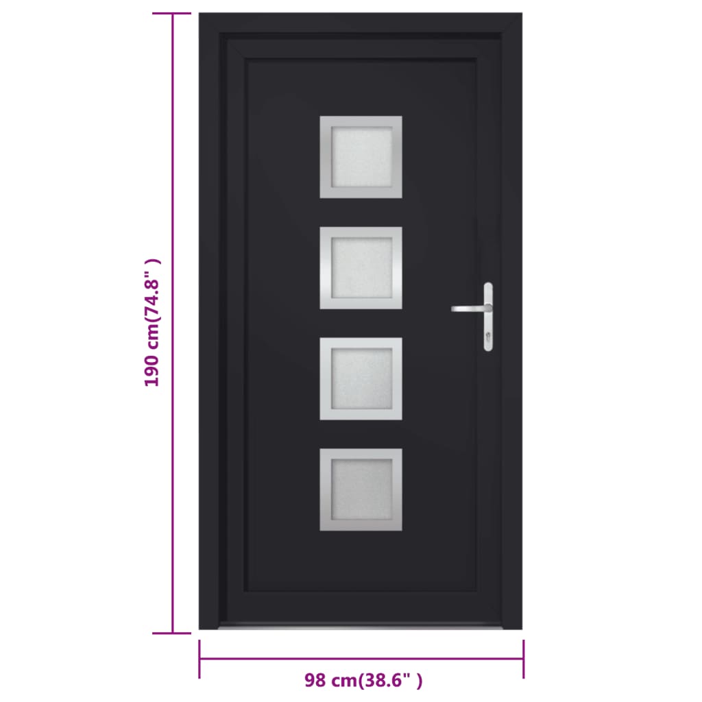 Porta Ingresso Antracite 98x190 cm in PVC 3187856