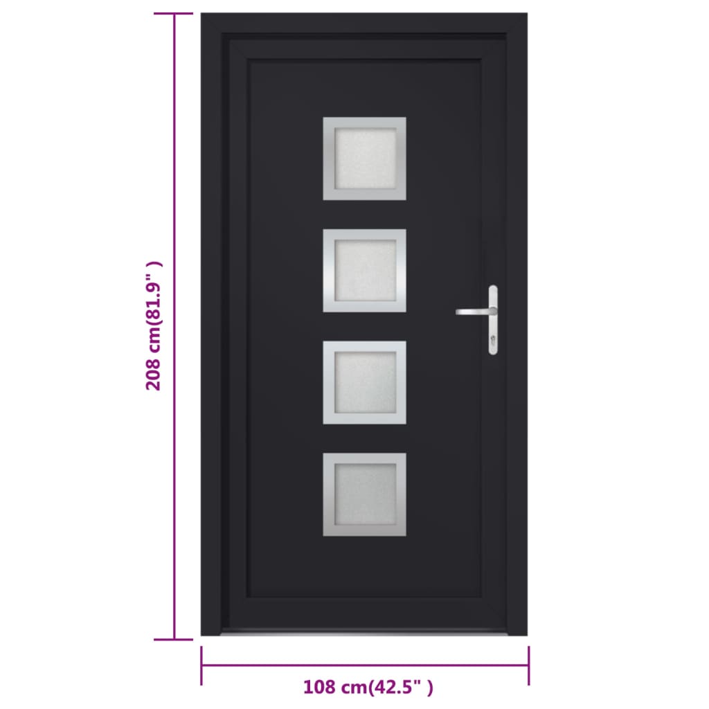 Porta Ingresso Antracite 108x208 cm in PVC 3187860