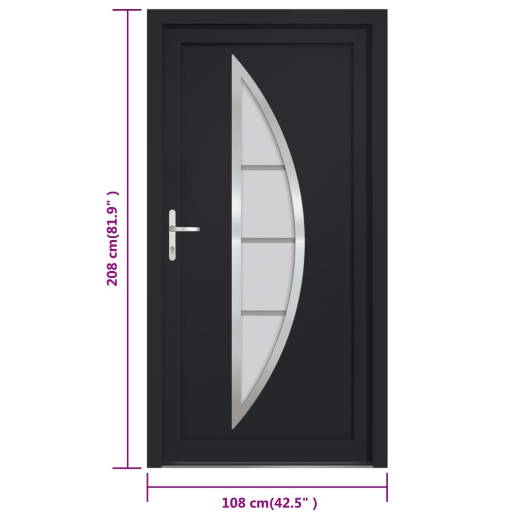 Porta Ingresso Antracite 108x208 cm in PVC 3187878