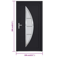 Porta Ingresso Antracite 108x208 cm in PVC 3187878