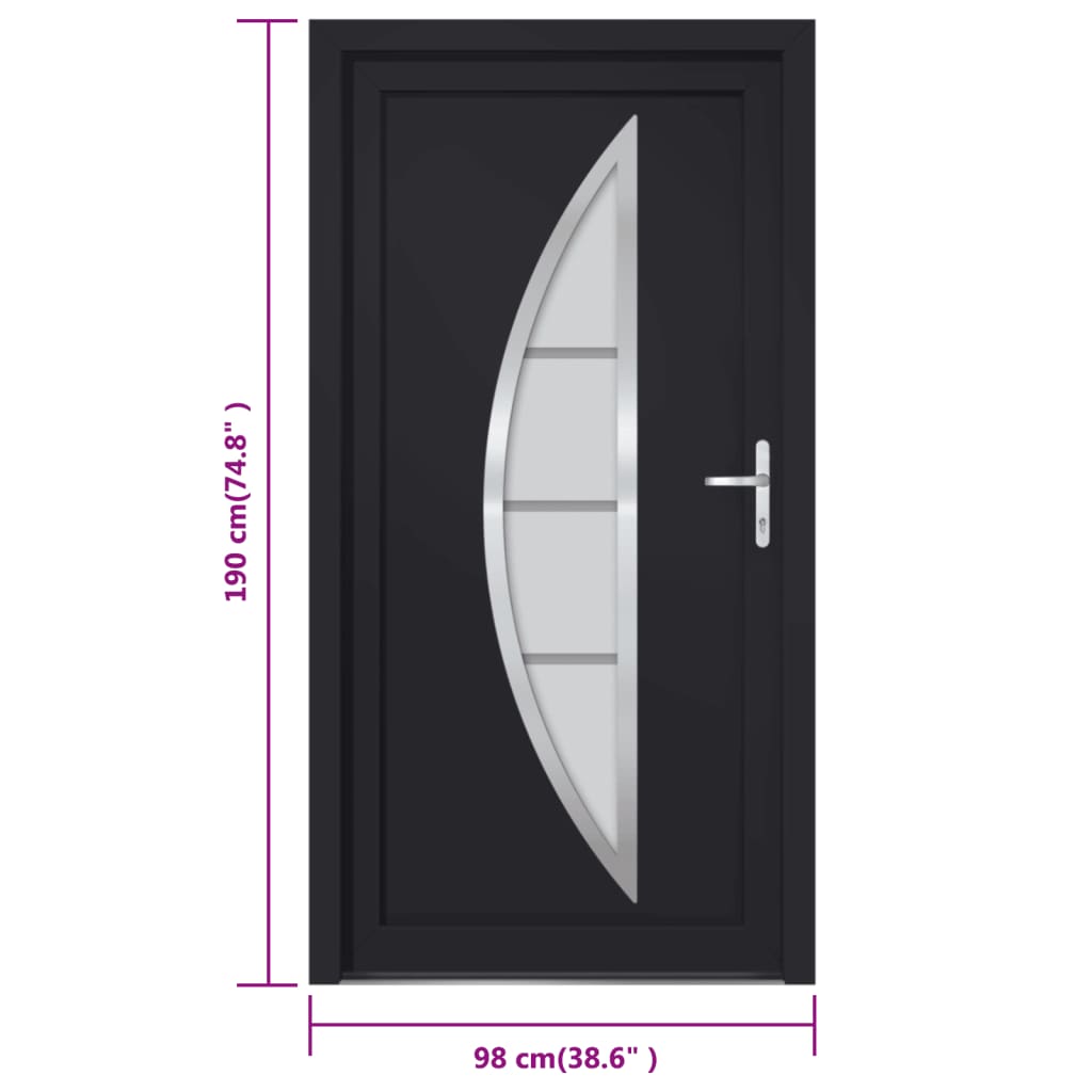 Porta Ingresso Antracite 98x190 cm in PVC 3187880