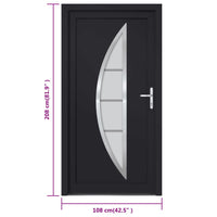 Porta Ingresso Antracite 108x208 cm in PVC 3187884