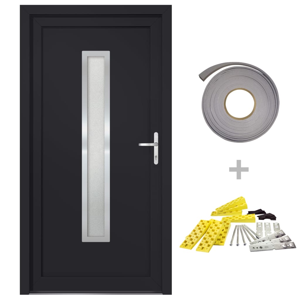 Porta Ingresso Antracite 98x208 cm in PVC 3187906