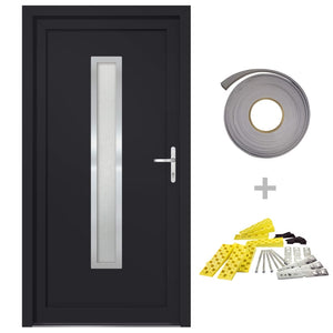 Porta Ingresso Antracite 98x208 cm in PVC 3187906