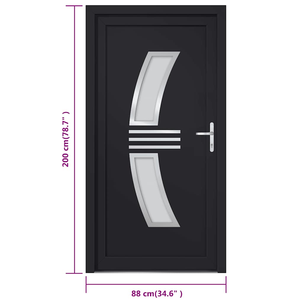 Porta Ingresso Antracite 88x200 cm in PVC 3187936