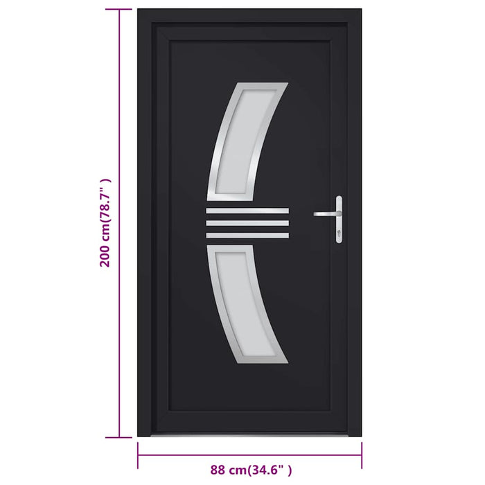 Porta Ingresso Antracite 88x200 cm in PVC 3187936