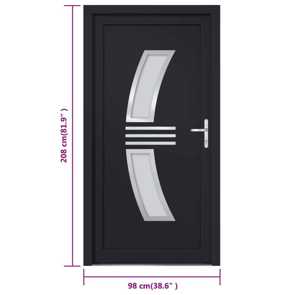 Porta Ingresso Antracite 98x208 cm in PVC 3187938