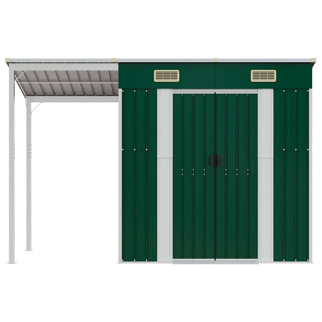 Capanno Giardino-Casetta da Giardino con Tetto Esteso Verde 277x107x181cm Acciaio