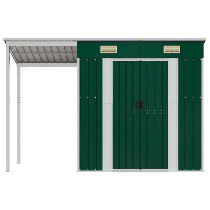 Capanno Giardino-Casetta da Giardino con Tetto Esteso Verde 277x107x181cm Acciaio