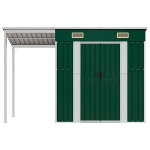 Capanno Giardino con Tetto Esteso Verde 277x107x181cm Acciaio