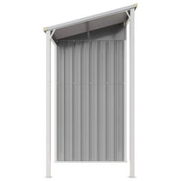 Casetta da giardino con tetto allungato grigio chiaro 277x107x181 cm in acciaio 364525