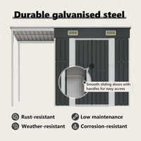 Capanno Giardino Tetto Esteso Antracite 277x107x181cm Acciaio