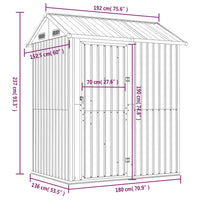 Casetta da giardino grigio chiaro 192x152,5x237 cm in acciaio zincato 364530