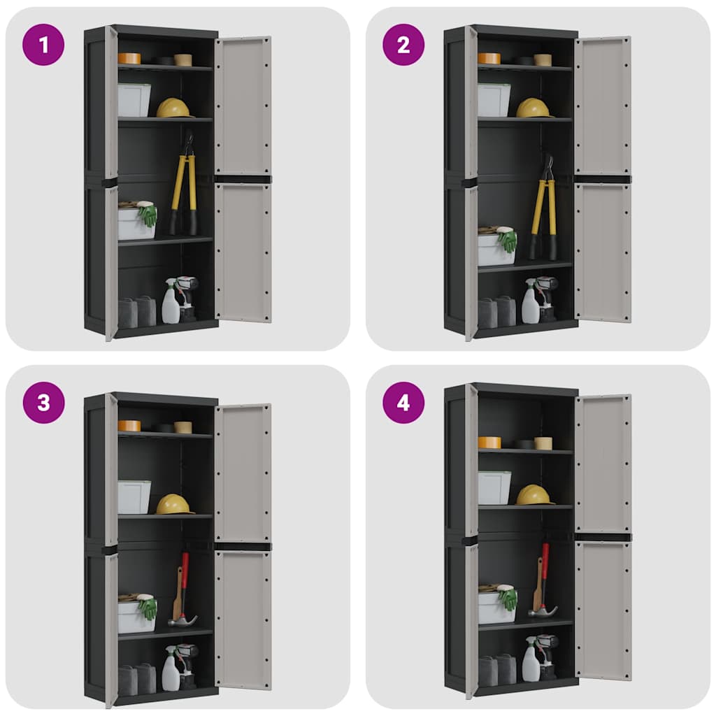 Armadio da Esterno Grigio e Nero 65x37x165 cm in PP 364201