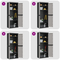 Armadio da Esterno Grigio e Nero 65x37x165 cm in PP 364201