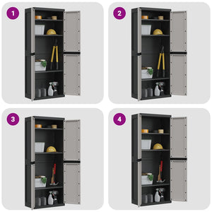 Armadio da Esterno Grigio e Nero 65x37x165 cm in PP 364201