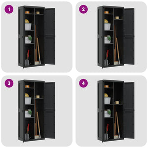 Armadio da Esterno Nero 65x37x165 cm in PP 364205