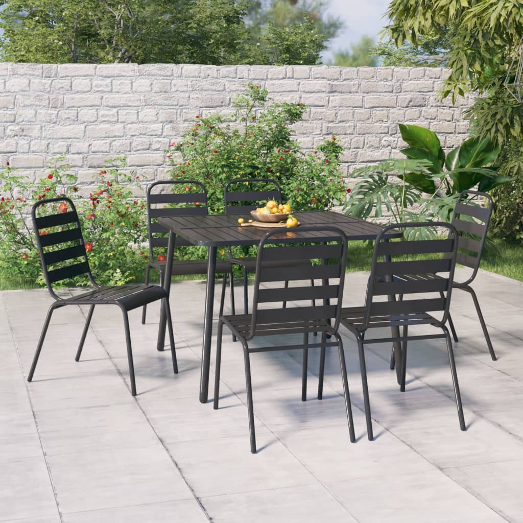Set da Pranzo da Giardino 7 pz in Acciaio Antracite 3187990