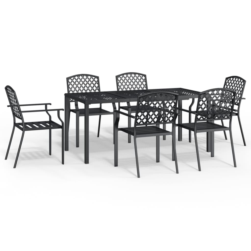 Set da Pranzo da Giardino 7 pz in Acciaio Antracite 3188003