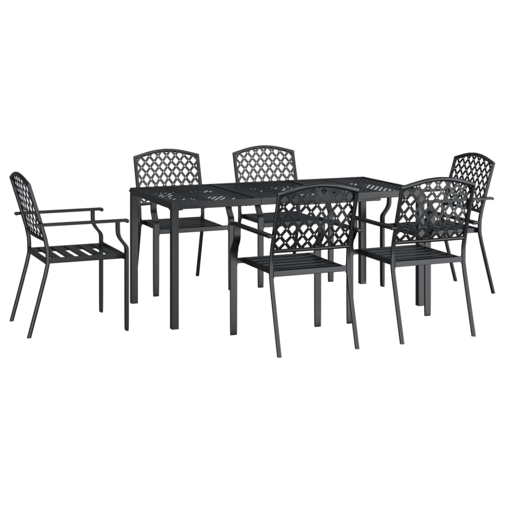Set da Pranzo da Giardino 7 pz in Acciaio Antracite 3188003