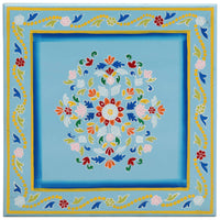 Tavolino Salotto Turchese Dipinto a Mano Legno Massello Mango