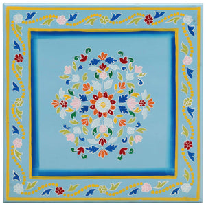 Tavolino Salotto Turchese Dipinto a Mano Legno Massello Mango