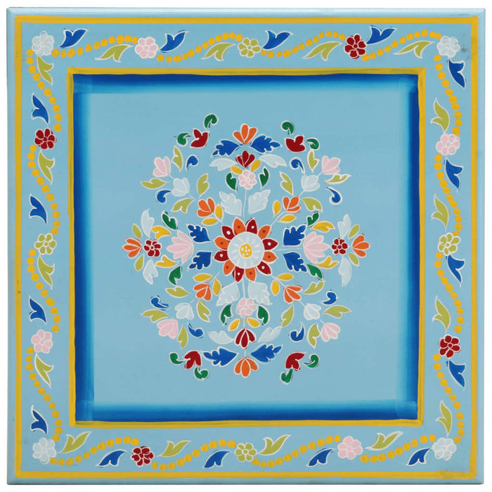 Tavolino Salotto Turchese Dipinto a Mano Legno Massello Mango