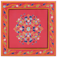 Tavolino Salotto Rosa Dipinto a Mano Legno Massello Mangocod mxl 128717