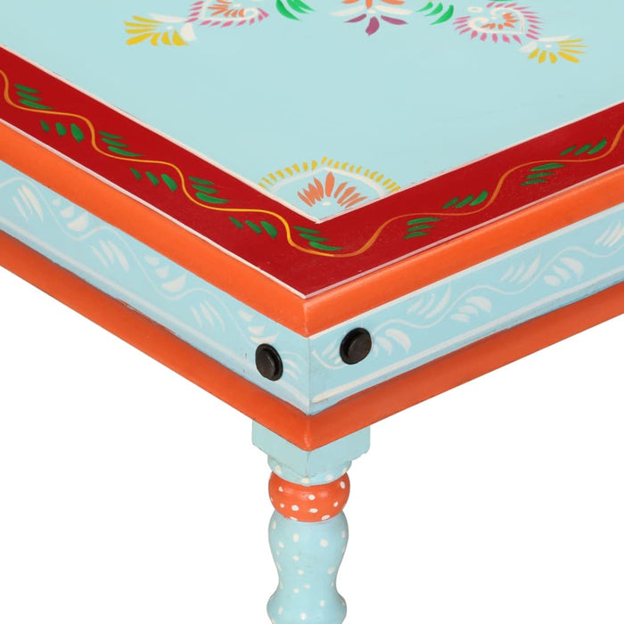 Tavolino Salotto Blu Dipinto a Mano in Legno Massello di Mango 353763